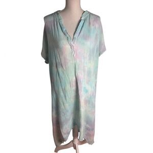 9seed TUNISIA short sleeve caftan in lightweight gauze tie dye one size